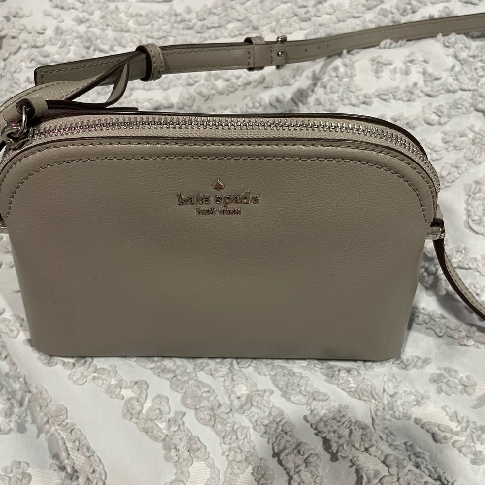 Kate Spade Gray Leather Crossbody Bag with Dome Shape